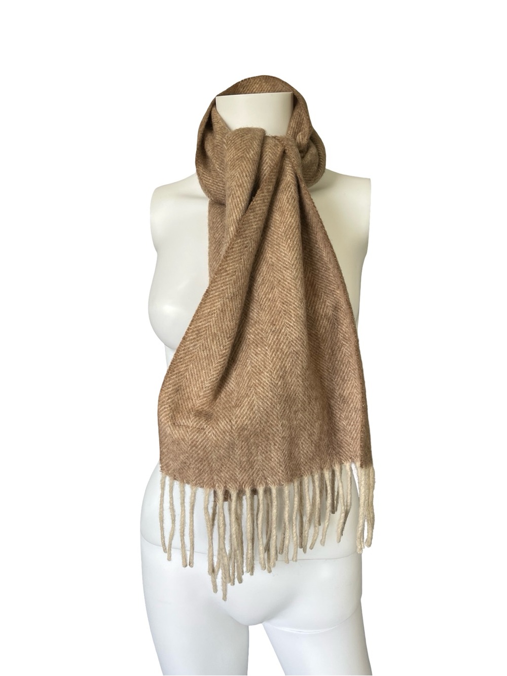 Il Moro Firenze Wool Scarf Knit Fringe Neutral Made in Italy Unisex